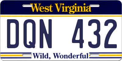 WV license plate DQN432