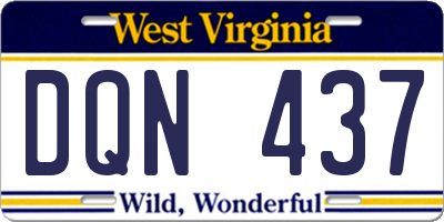WV license plate DQN437