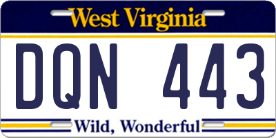 WV license plate DQN443