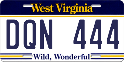 WV license plate DQN444