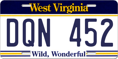 WV license plate DQN452