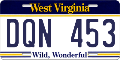 WV license plate DQN453