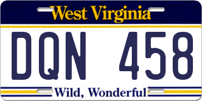 WV license plate DQN458