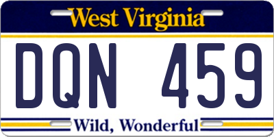 WV license plate DQN459