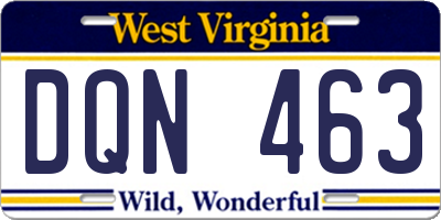 WV license plate DQN463