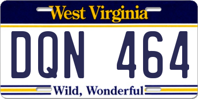WV license plate DQN464