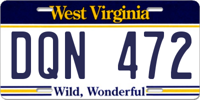 WV license plate DQN472
