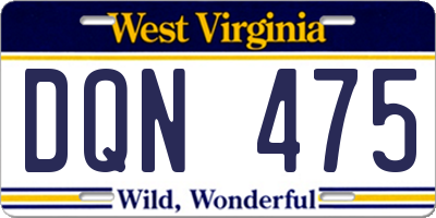 WV license plate DQN475
