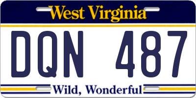 WV license plate DQN487
