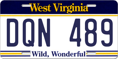 WV license plate DQN489