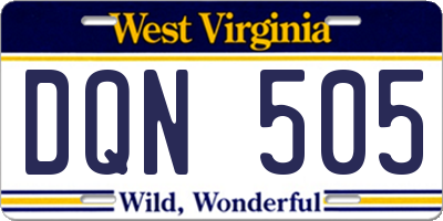 WV license plate DQN505
