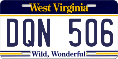WV license plate DQN506