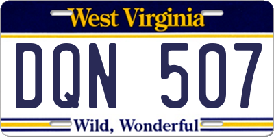 WV license plate DQN507