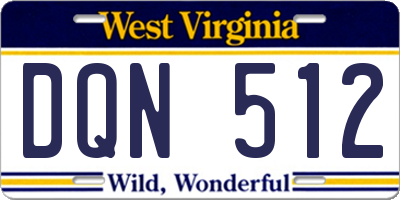 WV license plate DQN512