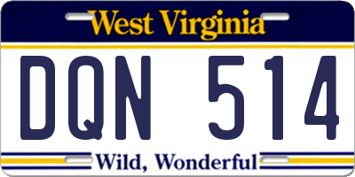 WV license plate DQN514