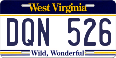 WV license plate DQN526