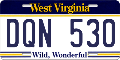 WV license plate DQN530