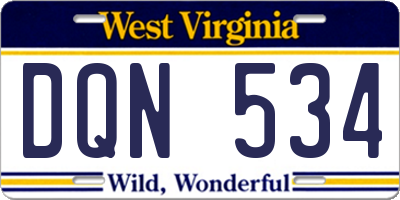 WV license plate DQN534