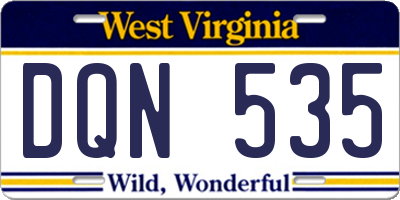 WV license plate DQN535