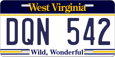 WV license plate DQN542