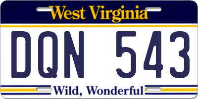 WV license plate DQN543