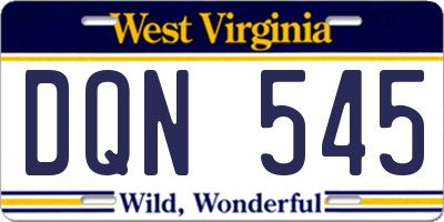 WV license plate DQN545