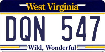 WV license plate DQN547