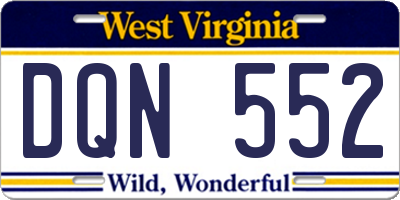 WV license plate DQN552