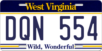 WV license plate DQN554