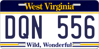 WV license plate DQN556
