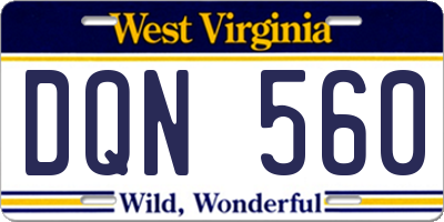 WV license plate DQN560