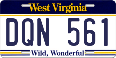 WV license plate DQN561