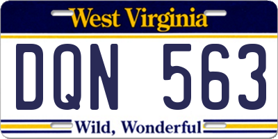 WV license plate DQN563