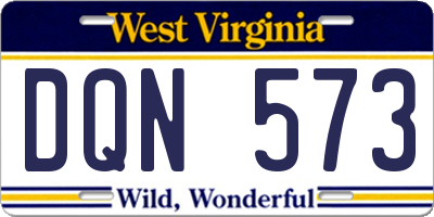 WV license plate DQN573
