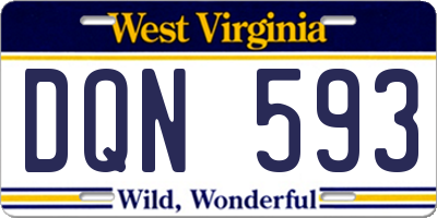 WV license plate DQN593
