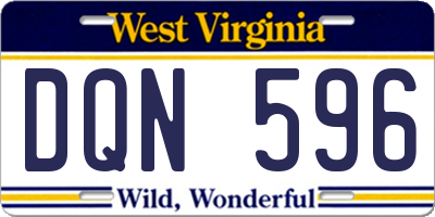 WV license plate DQN596
