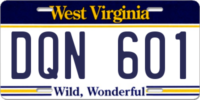 WV license plate DQN601