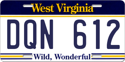 WV license plate DQN612