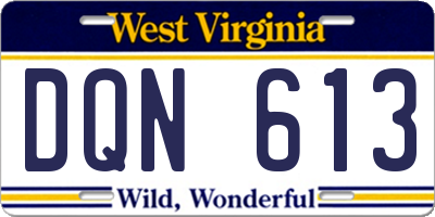 WV license plate DQN613