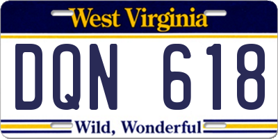 WV license plate DQN618