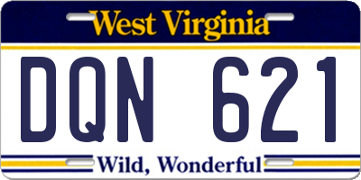 WV license plate DQN621
