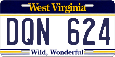 WV license plate DQN624