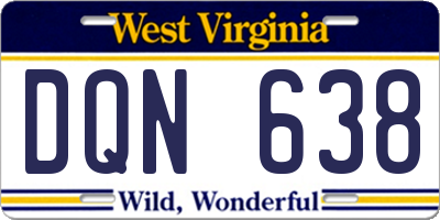 WV license plate DQN638