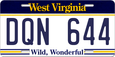 WV license plate DQN644