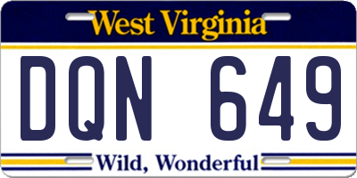 WV license plate DQN649