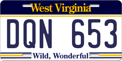WV license plate DQN653