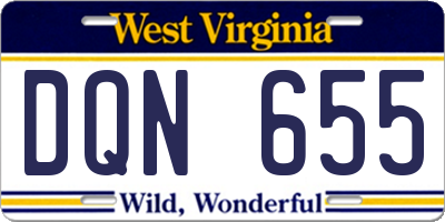 WV license plate DQN655