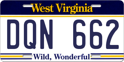 WV license plate DQN662