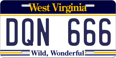 WV license plate DQN666