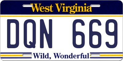 WV license plate DQN669